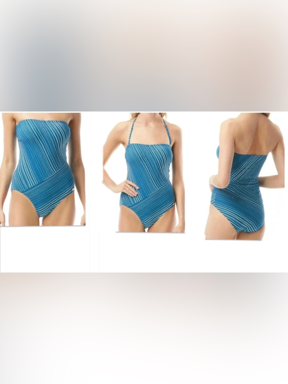 Vince Camuto Spliced Bandeau One Piece Swimsuit - Savona Stripe Color Limoncello